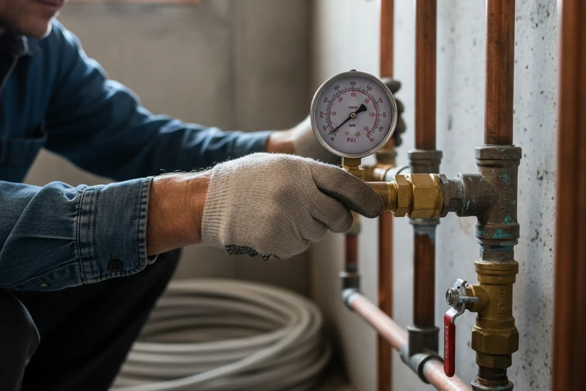 Pressure testing a repaired line during Water Line Repair in Inman